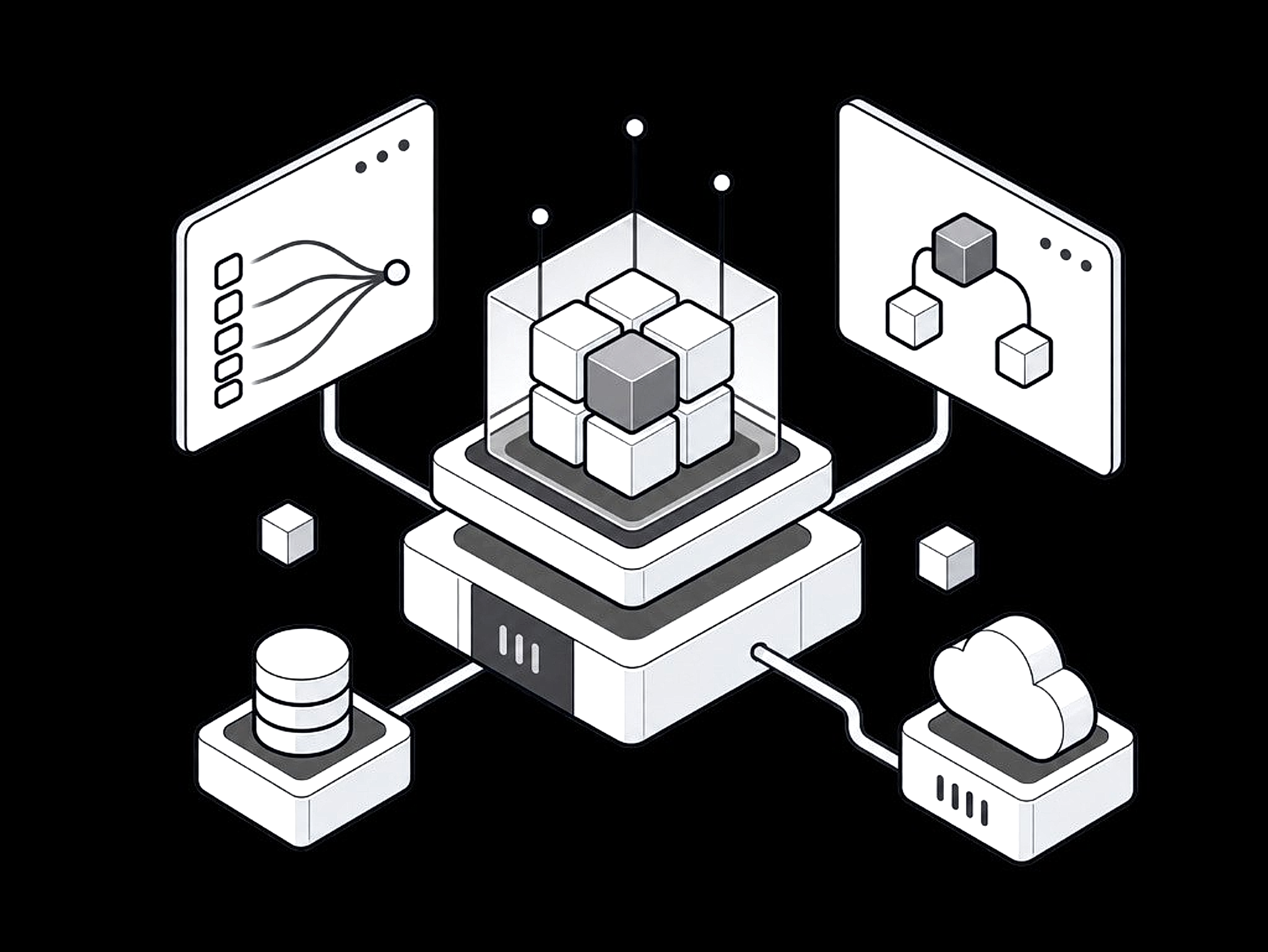 RectCore intelligence infrastructure: models, data systems, cloud and on-site compute connected as one stack